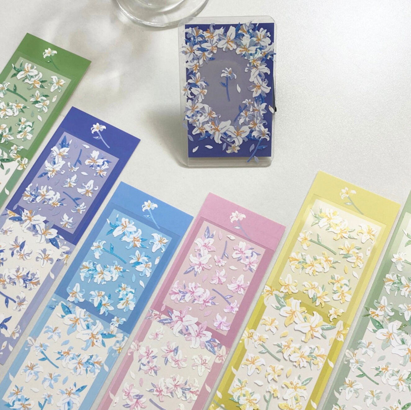 Lily flower deco sticker, bling bling sticker, toploader deco sticker